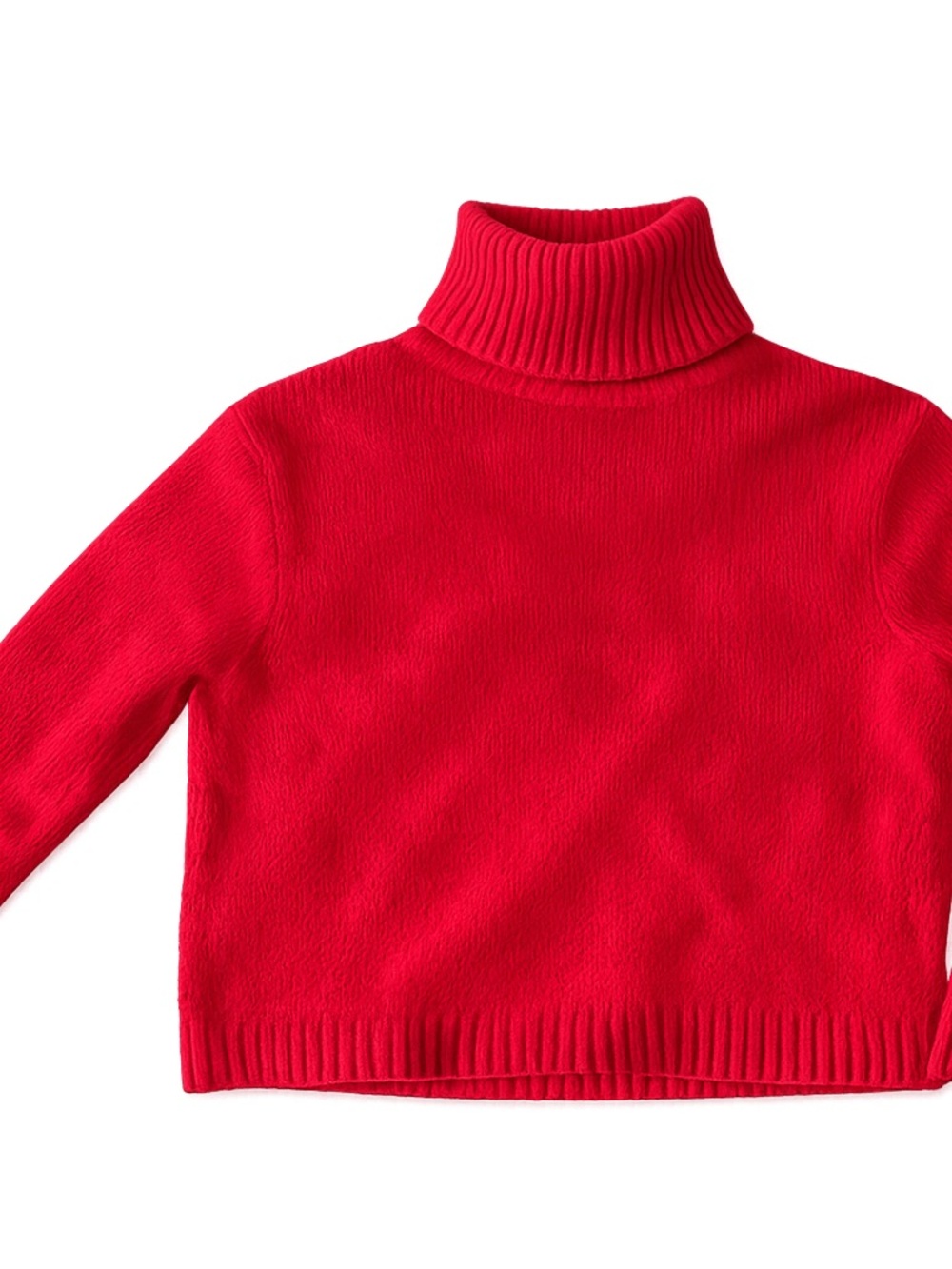 Michelle Stuart Red Ribbed Mock-Neck Sweater